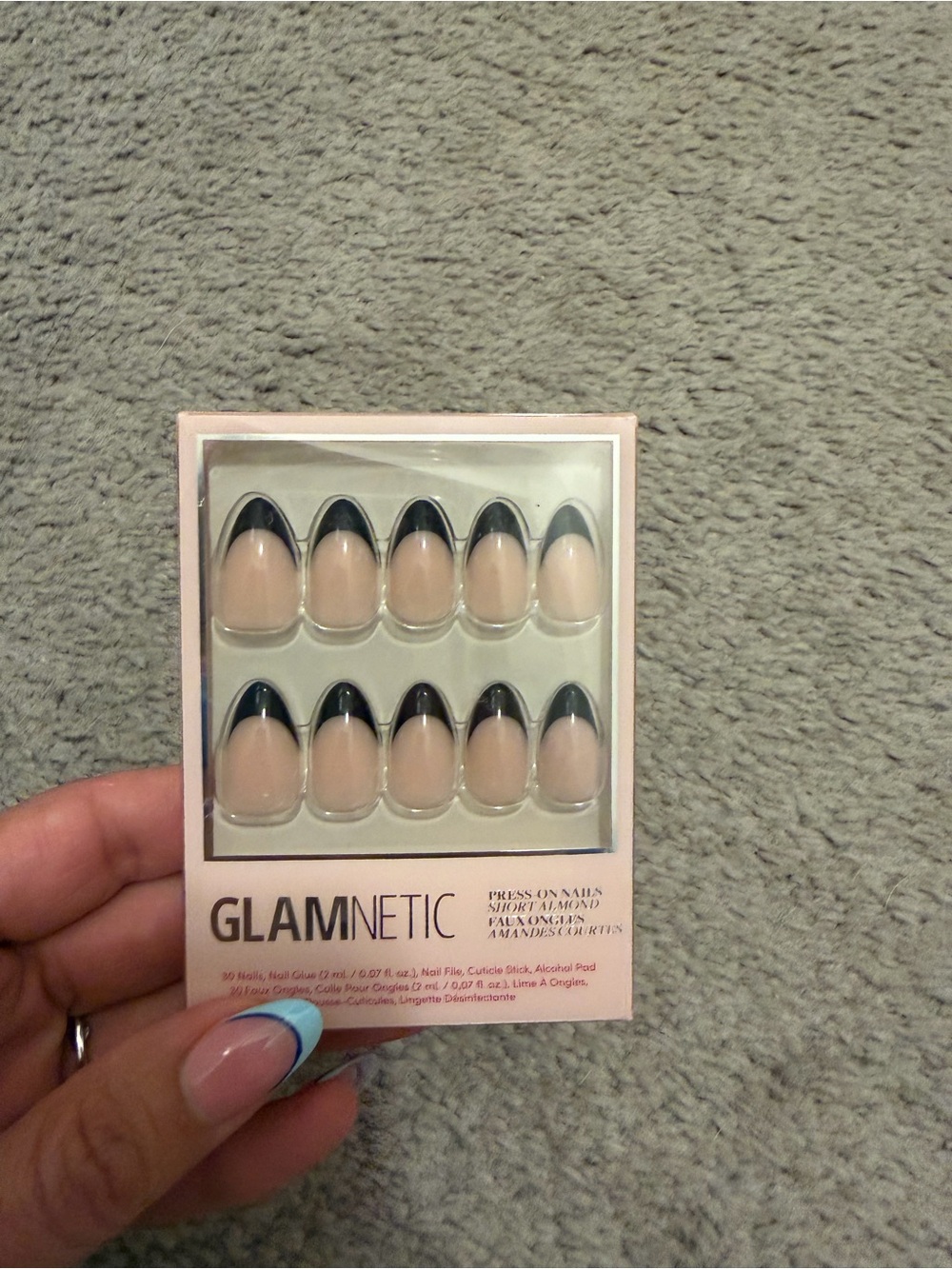 Glamnetic “Caviar” Nude Press-On Nails with Black Tips